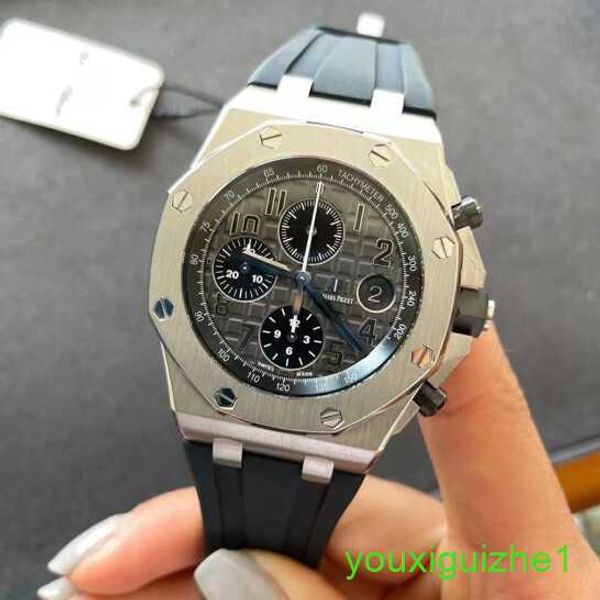 AP Brand Wrist Watch Royal Oak Offshore Series Swiss Mens Automatic Mechanical Watch 42mm Précision Steel Date Affichage Fonction de synchronisation Affichage de nuit imperméable