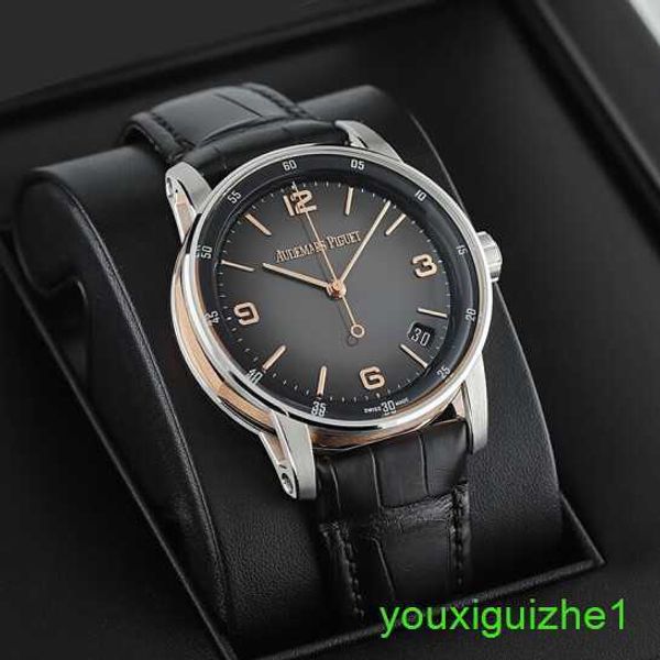 AP Brand Wristwatch Code 11.59 Série 41 mm Automatique Mécanique Fashion Casual Mens Swiss célèbre montre 15210cr.OO.A002CR.01 Table simple gris fumé
