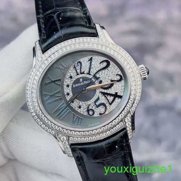 AP Brand Wallwatch Millennium Series Womens Watch 77303BC Beimu Plate Original Diamond 18K Platinum Mechanical Reloj 39 mm