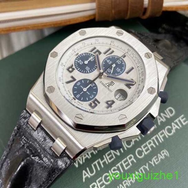 AP Brand Wristwatch Royal Oak Offshore 26170st Silver White Panda Panda Male Sports Watch Précision Steel Automatic Machinery 42 mm