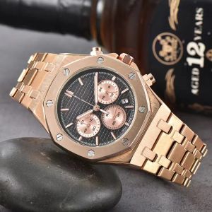 AP Brand Montreuse-bracelet Men Men Watchs All Calal Work Six Aigneles Quartz Watch Luxury Wrist Watch en acier inoxydable STRAP CLASSI CHRONOGRAPH