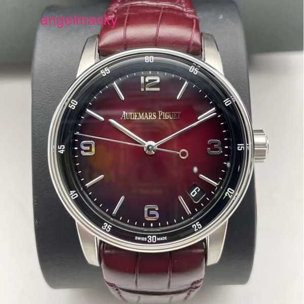 AP Business Wristwatch Código 11.59 Serie 15210bc Platino Smoked Wine Red Fashion Business Casual Business Back Transparent Mechanical Watch