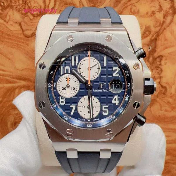 AP Business Wristwatch Epic Royal Oak AP26470 Mens Automatic Mechanical Técnico Mundial PLACA Azul de 42 mm Diámetro Accesorios Completos