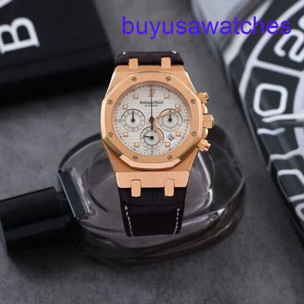 AP Calendar Wrist Watch Royal Oak Automatic Mechanical Mens Watch 26022or.OO.D088CR.01 White Plate 18K Rose Gold