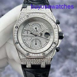 AP Calendar Wrist Watch Royal Oak Offshore Series 26067BC Diamond Diamond Set Full Sky Star 42mm Fonction de synchronisation de date 18K Platinum