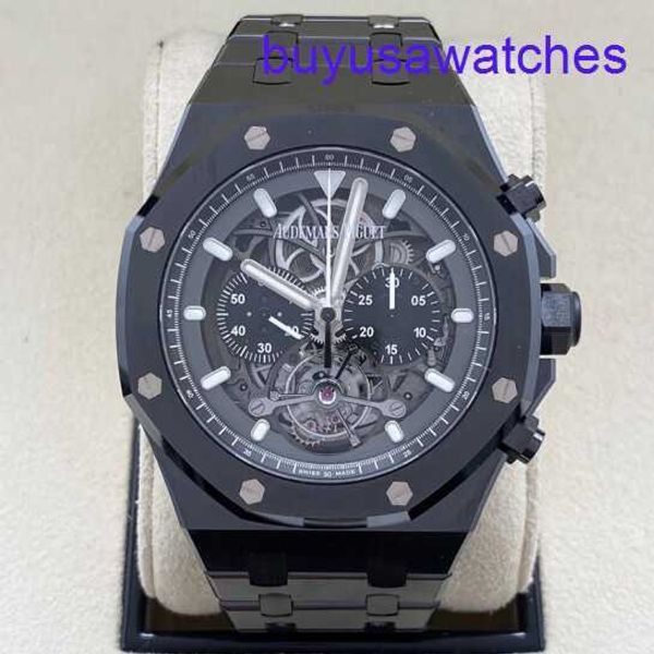 AP Calendar Wrist Watch Royal Oak Series All Black Ceramic 26343CE Tourbillon Cremplies en édition limitée