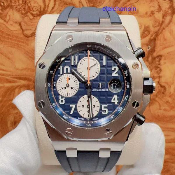 AP Calendar Wallwatch Epic Royal Oak AP26470 Mensicidad mecánica Automática Mundial Mundial Placa azul de 42 mm Accesorios de diámetro Completo