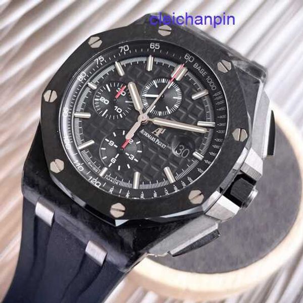 AP Calendario MUBLA DE MUBLICIDAD Hombre Royal Oak Offshore 26400au Precisión mecánica Automática Fecha de acero de segunda mano Plaza de panda negro de 42 mm