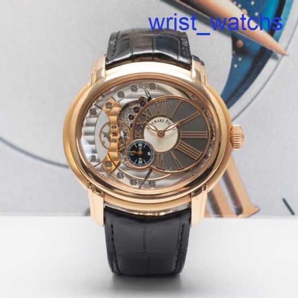 AP Casual Wrist Watch Mens Millennium Series 47 Dia 18K Material de oro rosa Pequeño reloj mecánico automático 15350or