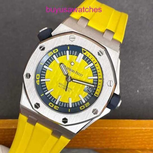 AP Casual-SHORD ROYAL OAK OFFSHORE Série 15710ST Précision Steel Lemon Yellow Limited Edition Mens Fashion Leisure Business Sports Diving Mechanical Watch