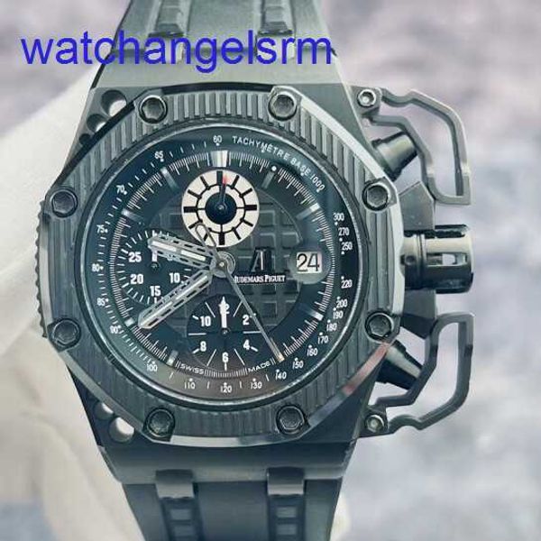 AP Crystal Wrist Watch Epic Royal Oak Offshore Series 26165 War War Survivor Black Ceramic/Titanium Material para hombre Reloj