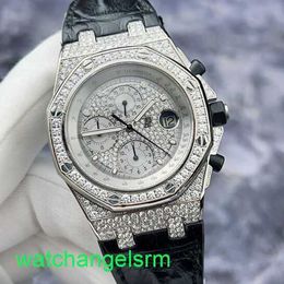 AP Crystal Pols Watch Royal Oak Offshore Series 26067BC Originele Diamond Full Sky Star 18K Platinum Mens Watch 42mm