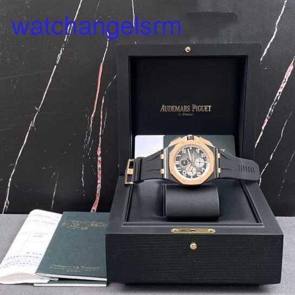 AP Crystal Wrist Watch Royal Oak Offshore Series 26405nr Black Ceramic Three Eyes Chronograph Mens Fashion Leisure Sports mécanique