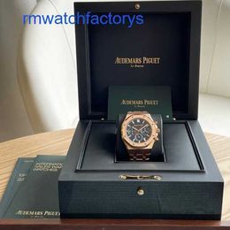 AP Diving Wrist Watch Royal Oak Series 26715or Blue Disc 18K Rose Gold Business Mecánica Mecánica Unisex Reloj con fecha y función de sincronización de la función