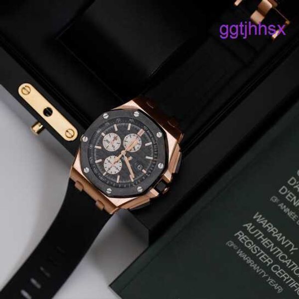 Reloj de pulsera de vestir AP Royal Oak Offshore Series 26400RO.OO.A002CA.01 Reloj deportivo suizo mecánico automático de oro rosa de 18 quilates para hombre de fama mundial