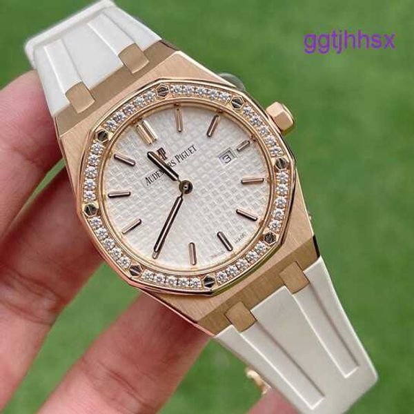 Reloj de pulsera de vestir AP Reloj de la serie Royal Oak Reloj para mujer Movimiento de cuarzo de 33 mm de diámetro Acero de precisión Platino Reloj famoso informal para hombre