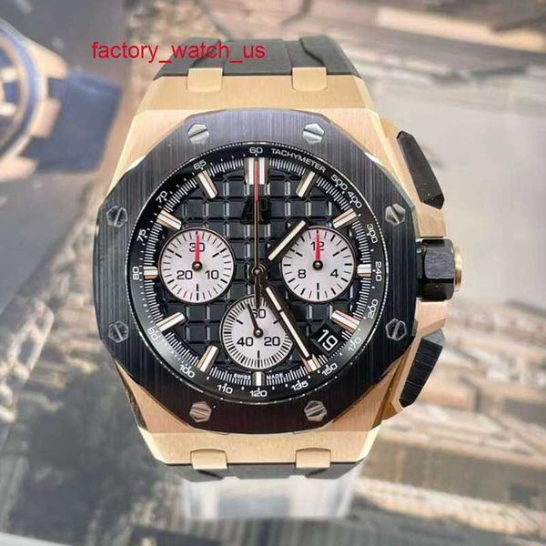 AP Fancy Watch Reloj de gama alta Royal Oak Offshore Series 26420RO Nuevo anillo de cerámica de oro rosa Cronógrafo Moda para hombre Ocio Negocios Reloj de maquinaria deportiva