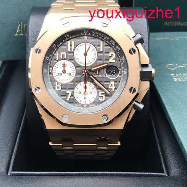 AP Femme-SHORD ROYAL OAK OFFSHORE Série 42 mm Calendrier Timing Red Devil Vampire Automatic Mechanical Steel Rose Gold Fashion Men's Watch 26470OR.OO.1000OR.02