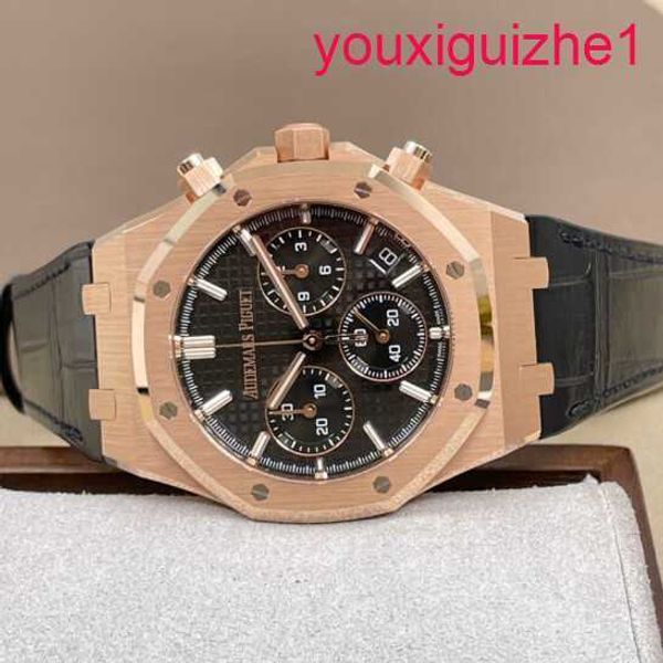 AP Femme-bracelet Watch Royal Oak Series 26240or Rose Gold Black Belt Mens Fashion Leisure Business Sports Back Transparent Mechanical Watch
