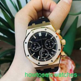 AP Fonctional Wrist Watch Royal Oak Series 26240or Rose Gold Black Belt Mens Fashion Leisure Business Sports Back Transparent Mechanical Watch