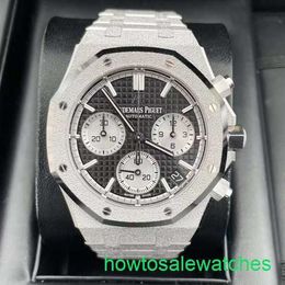 AP Fonctional Wrist Watch Royal Oak Series 26239BC Platinum Frost Gold Black Plate Mens Fashion Loisure Sports Back Transparent Mechanical Watch
