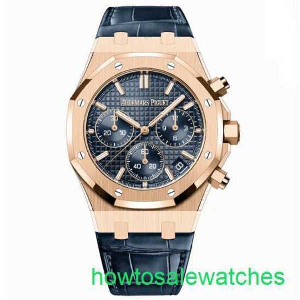 AP Fonctionnel Wristwatch Royal Oak Series 26240or Rose Gold Blue Plate Belt Homme Business Sports Sports Back Transparent Automatic Mechanical Watch