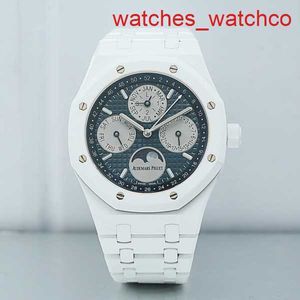 AP Gentlemen's Wrist Watch Royal Oak Series Box Certificat 41mm Automatic Mecanic Mens White Ceramic Calendar Watch 26579CB