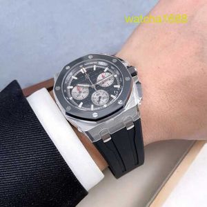 AP Gentlemen Watch Montre en titane Royal Oak Offshore 26420SO Acier de précision avec anneau en céramique à l'arrière Chronographe transparent Mode pour hommes Machines de sport de loisirs