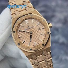AP Iconic Wrist Watch Royal Oak Series 67653or Hammer Gold Craft comúnmente conocido como Frost Gold More Brilliant Quartz Watch Watch Precise Timing