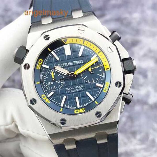 AP Iconic Montre-bracelet Epic Royal Oak Offshore Series 26703ST Cadran bleu 1/4 Jaune Fonction chronographe Montre pour homme 42 mm