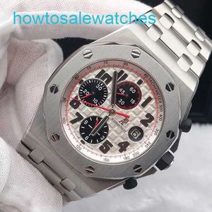 AP LOISIR LA LIGNE Royal Oak Offshore Precision Steel 26170st Automatique Mécanique aiguille rouge Timing Anti Magnetic White Plate en acier Band