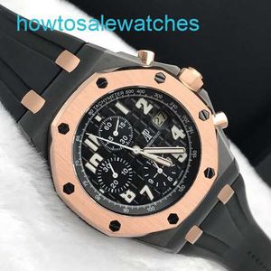 AP Leisure Wrist Watch Royal Oak Offshore Series Automatic Machinery 42mm Time and Date Display Mens Watch Rose Gold Precision Steel Amélioration de la plaque noire 26170S