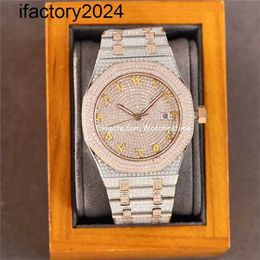 Ap Moissanite Montres pour hommes automatique Vvs Silver Diamonds Pass Test Mouvement automatique Vs Factory fait à la main 40 mm avec diamants en acier saphir Business W