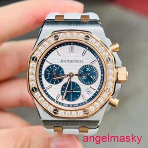 AP Moissanite Pols Watch Royal Oak Offshore Series 26234SR dezelfde originele diamant witte pan blauwe ogen dames mode vrijetijdsbedrijf zakelijk sport horloge