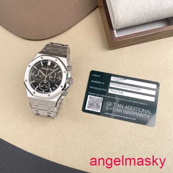 AP Moissanite Wrist Watch Royal Oak Series 26240st Precision Steel Black Plate Mens Fashion Leisure Business Sports Back Transparent Mechanical Swiss Watch