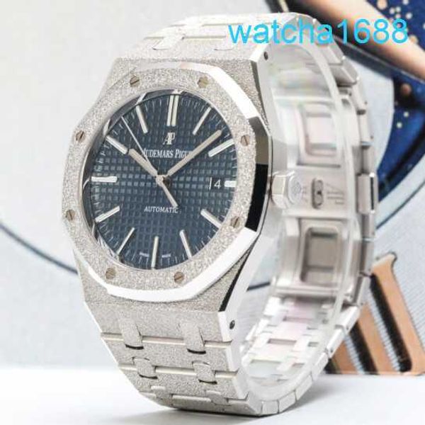 AP Movement Wrist Watch 15410 Royal Oak Series Blue Face Cream Gol