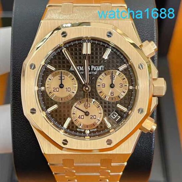 AP Movement Wrist Watch Royal Oak 26239or Cadre de café 18K Rose Gold Case Automatic Mécanique Swiss Watch Moty Gauge 41mm 41 mm