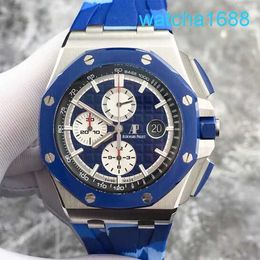 AP Movimiento Mundial Reloj Royal Oak Offshore Series 26400SO Azul Cerámico Círculo Azul Blanco Timación Disc Dication Automático Mecánico Reloj
