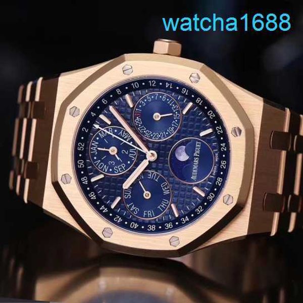 AP Movement Wrist Watch Royal Oak Series 26574ba Perpetual Calendar Mens Fashion Casual Back Transparent Mechanical Watch