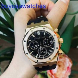 AP Pilot Wristwatch Mens Royal Oak Series 26240or Rose Gold Black Belt Mens Fashion Leisure Business Sports Back Transparent Mechanical Watch