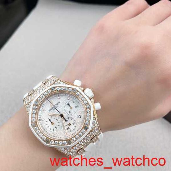 AP Racing Wrist Watch Royal Oak Offshore Series 37 mm de diamètre automatique Mécanique Caoutchouc Fashion Casual Men's and Women's Watch 26092OK.ZZ.D010CA.01 Silver White