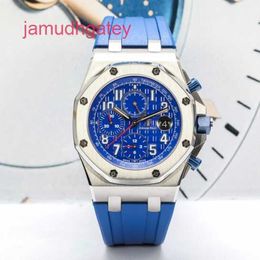 Ap Swiss Luxury Watch 26470st Royal Oak Offshore Montre pour homme 42 mm de diamètre Cadran bleu Calendrier Calendrier Mécanique automatique
