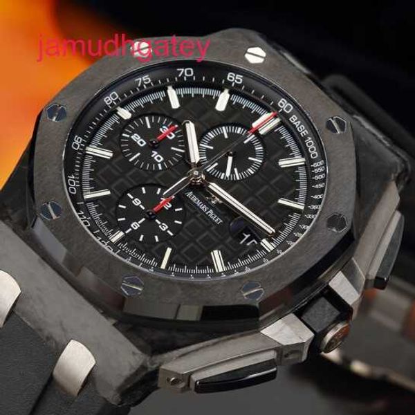 Ap Swiss Luxury Watch Ap Royal Oak Offshore Series Reloj mecánico automático para hombre Carbono forjado 44 mm Pantalla de hora y fecha Cinta de anillo de cerámica Resplandor resistente al agua SADF