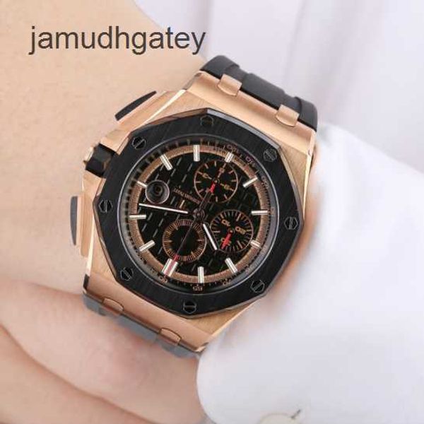 AP Reloj de lujo suizo Epic Royal Oak Offshore Series 26401ro Oro rosa Cerámica Moda para hombre Ocio Deportes Atrás Cronómetro transparente Reloj de pulsera mecánico 5hkf