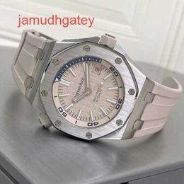 Ap Swiss Luxury Watch Royal Oak Offshore Series 15710st Milk Shake Witte achterkant Transparant Herenmode, Vrije tijd, Zakelijk, Sport, Mechanisch Duikhorloge