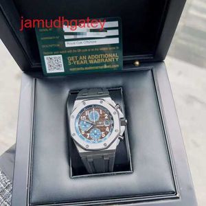 Ap Swiss Luxury Watch Royal Oak Offshore Series 26470st Bruin Blauw Kleur Matching Datum Timing Functie Automatisch Mechanisch Herenhorloge 18 Complete Set