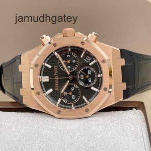 AP Swiss Luxury Watch Royal Oak Series 26240or Rose Gold Black Plate Belt Men's Fashion Loisir Business Sports Back Transparent Mechanical Wrist montre
