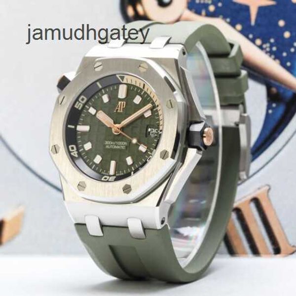 Ap Relojes de pulsera de lujo suizos 15720 Royal Oak Offshore Series 42 Diámetros Esfera verde militar Acero de precisión Juego de relojes mecánicos automáticos para hombres SVHN