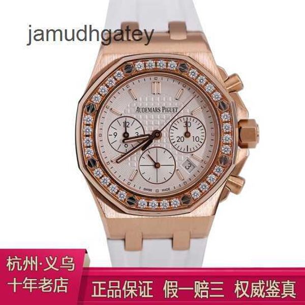 Ap Swiss Montres de luxe 26231or Royal Ap Oak Offshore Panda Face Plaque Blanche Femmes Or Rose Diamant Incrusté Montre Machines Automatiques Montre Suisse World Fa HLMS