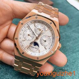 AP Timeless Wrist Watch Mens Royal Oak Series 26574or 18K Rose Blanco Placa blanca Comercio